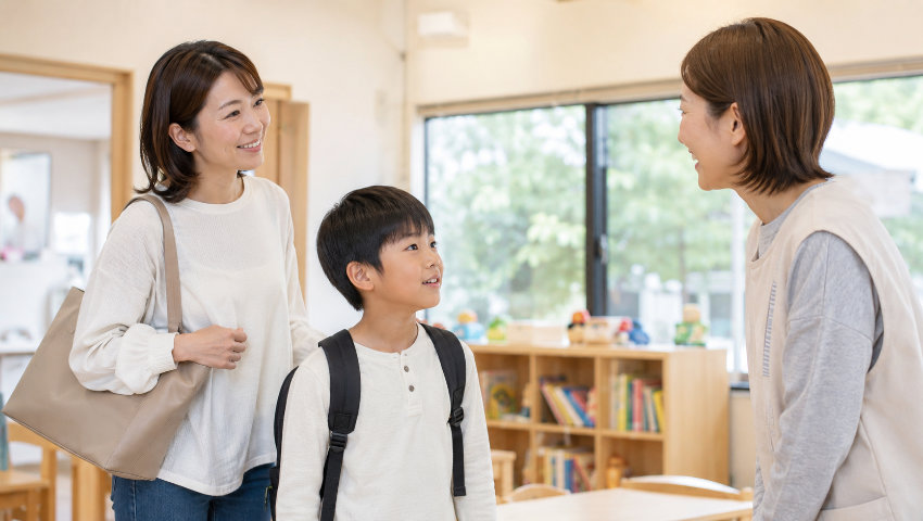 学童に見学へ来た親子
